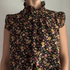 SHEIN | Floral High-Collar Blouse – Victorian Style with Keyhole Back